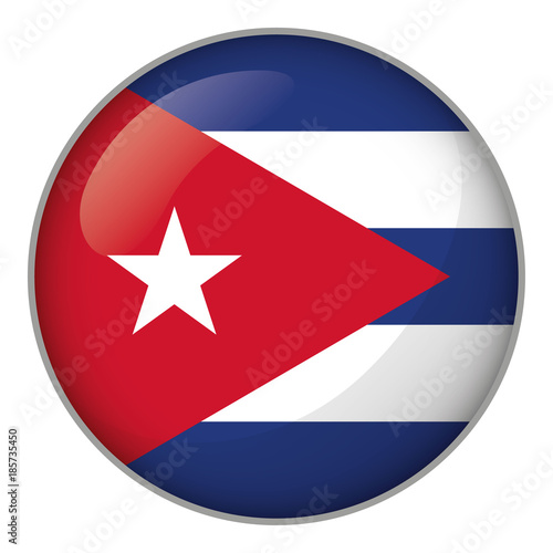 Icon representing round button flag of Cuba. Ideal for catalogs of institutional materials and geography