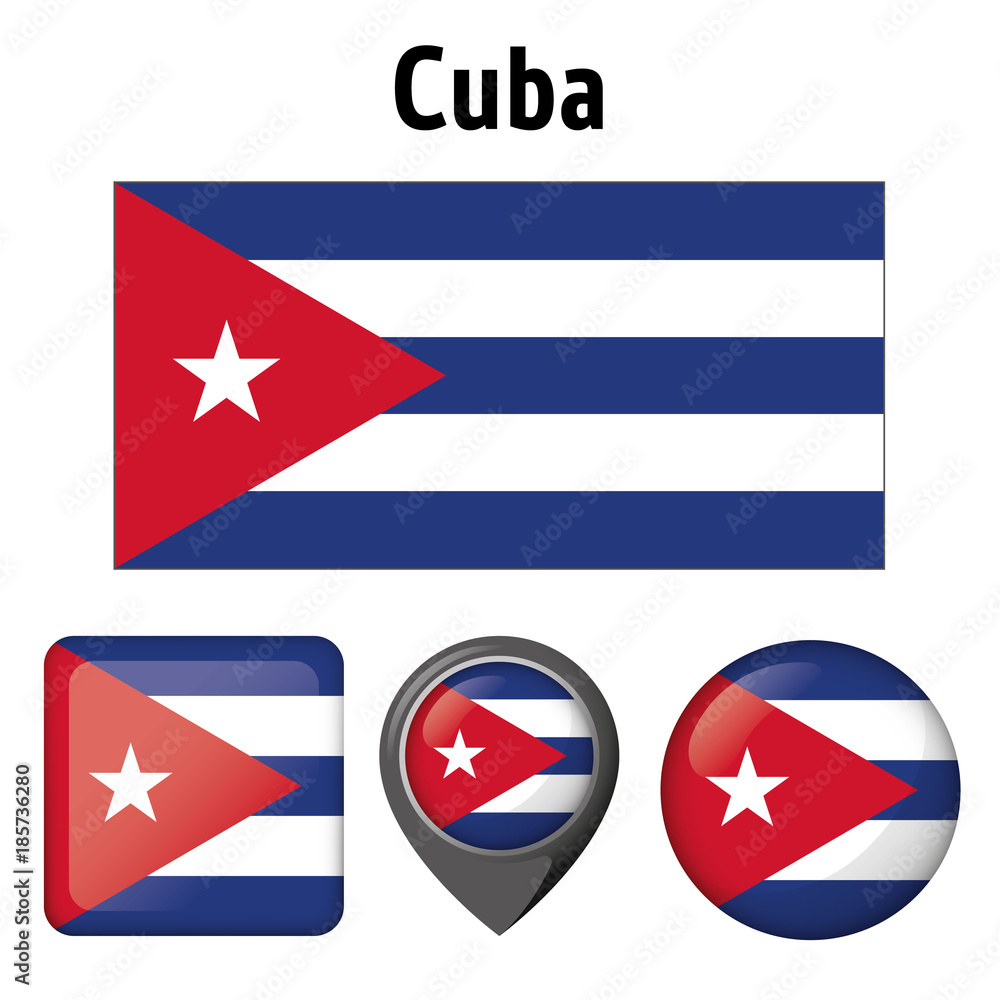 Flag illustration of Cuba, and several icons. Ideal for catalogs of institutional materials and geography Flag illustration of Cuba, and several icons. Ideal for catalogs of institutional materials and geography