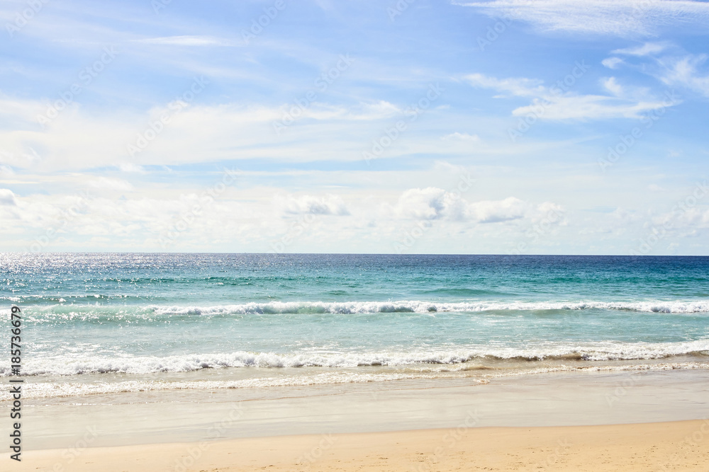 Blue sea. Beach. White Waves