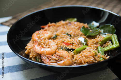 Red curry fried rice with prawn