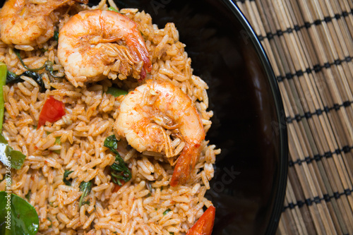 Red curry fried rice with prawn