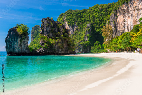 very beautiful bay, tropical island of Hong in Thailand with white rocks