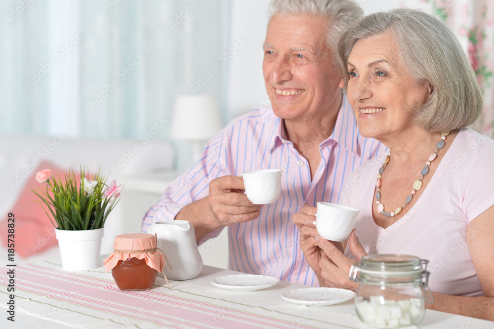 Senior couple drinking tea Senior couple drinking tea