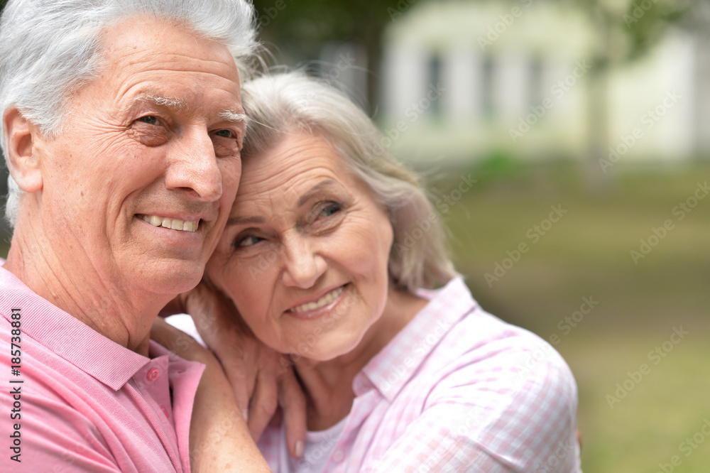beautiful caucasian senior couple in the park beautiful caucasian senior couple in the park