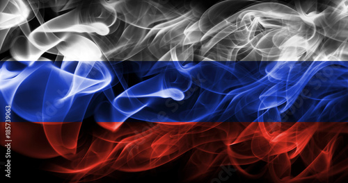 Russia flag smoke