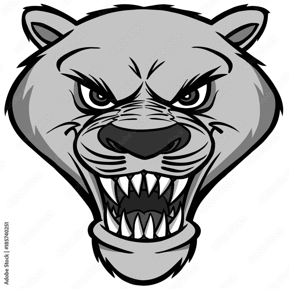 Cougar Mascot Head Illustration - A vector illustration of a cartoon Cougar  Mascot Head. Stock Vector | Adobe Stock