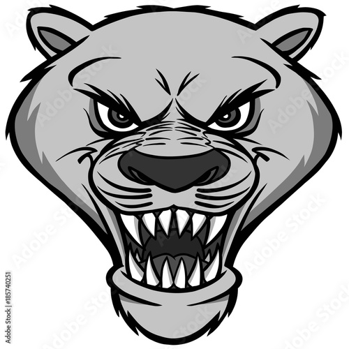 Cougar Mascot Head Illustration - A vector illustration of a cartoon Cougar Mascot Head.