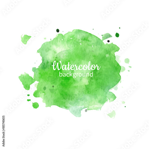 Watercolor geen abstract hand painted background. Watercolor vec