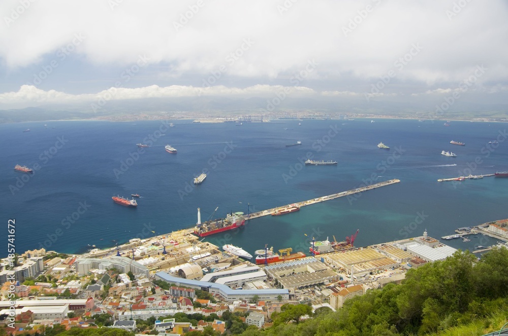 View on north part of Gibraltar with port