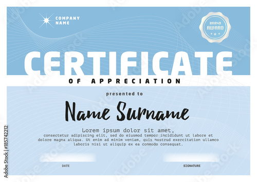 Certificate, Diploma of completion, vector design template