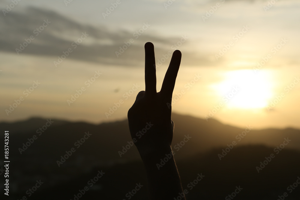 Silhouette of hand body sign 