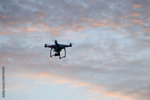 Drone Flying at sunset moment