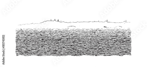 Canvas Print Hand drawn sketch of The Bosphorus Istanbul, Turkey in vector illustration