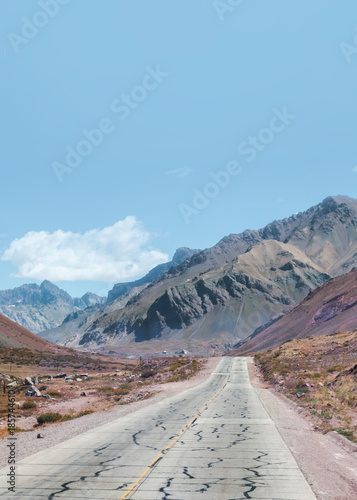 Highway road trip in the Andes Chile