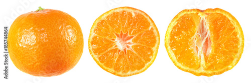 Set of orange clementine isolated on white background