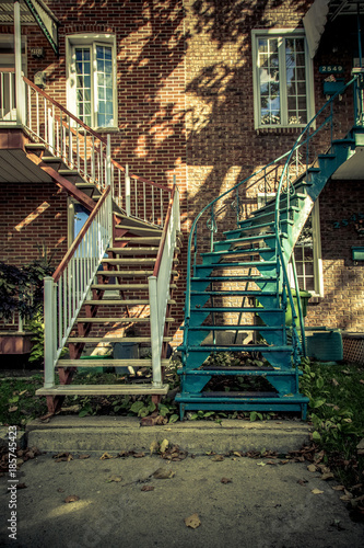 Balcony and stairs old style Montreal  Quebec