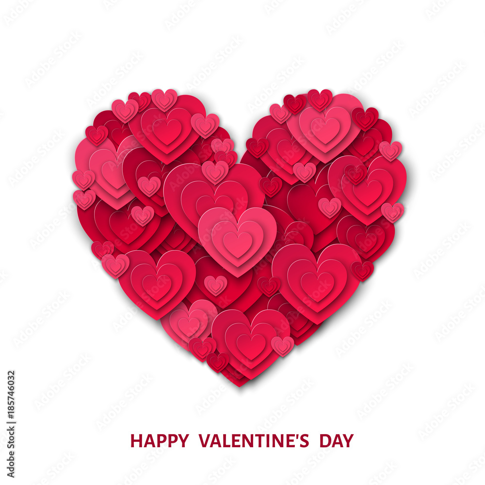 Obraz premium Pink cut paper heart for Valentines day.