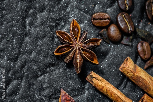 anise (star badian), grain coffee, cinnamon - culinary spices