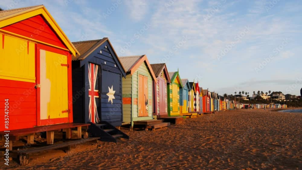 the colourfully painted bathing boxes at brighton beach, victoria the colourfully painted bathing boxes at brighton beach, victoria