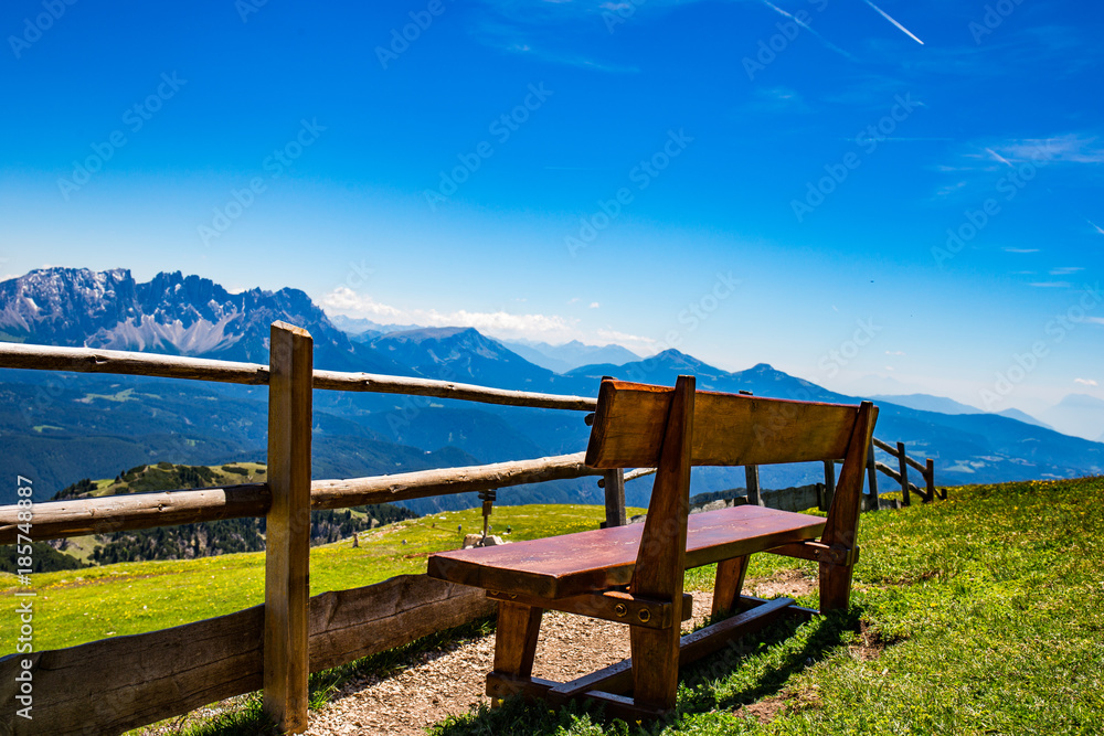 bench with mountain view