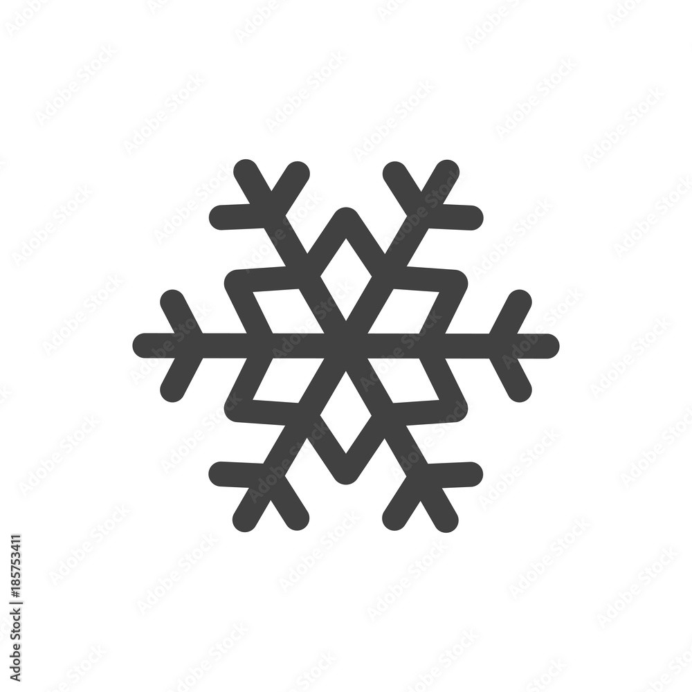 Snowflake icon - simple flat design isolated on white background, vector