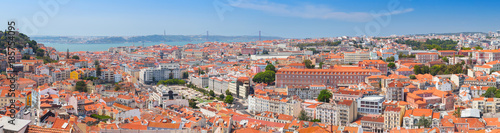 Extra wide panorama. Cityscape of Lisbon