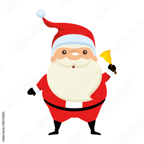 cute santa claus with bell kawaii character vector illustration design photo