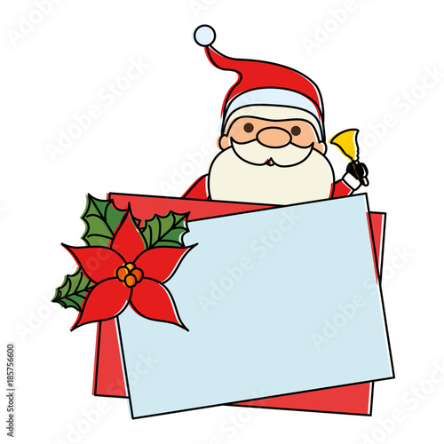 cute santa claus with bell kawaii character vector illustration design photo