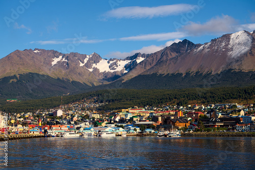 The harbor of Ushuaia and Cerro Martial, Tierra del Fuego, Argentina