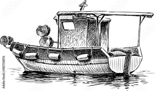 sketch of a small greek fishing boat