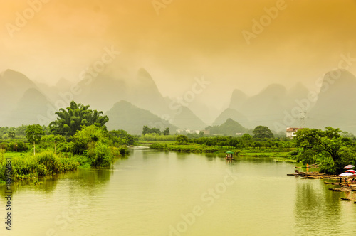 Guilin, Yangshuo, beautiful scenery of mountains and rivers © 昊 周