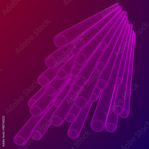 Wireframe low poly mesh construction metallurgy round tubes profile vector illustration