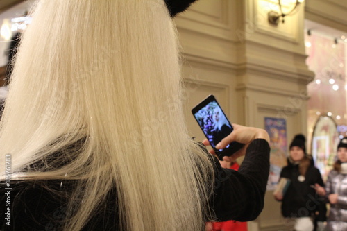 Blondinka and selfie. photo