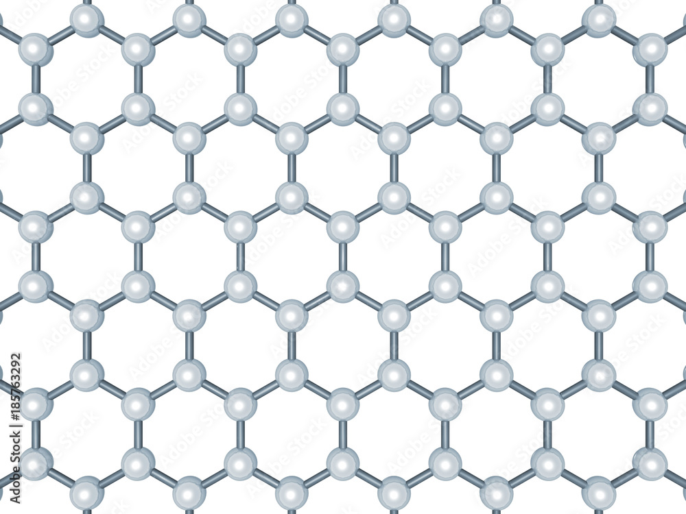 Fototapeta premium Graphene layer structure, top view isolated