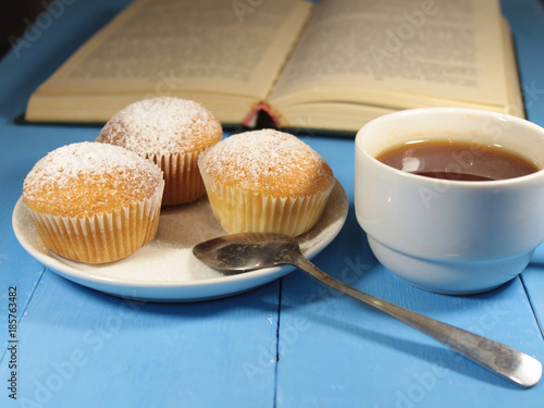 muffins with a mug of tea