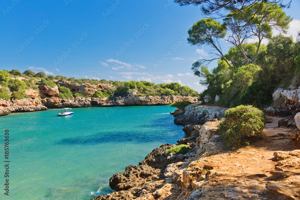 Beautiful seascape bay with yachts and boats.Mallorca island