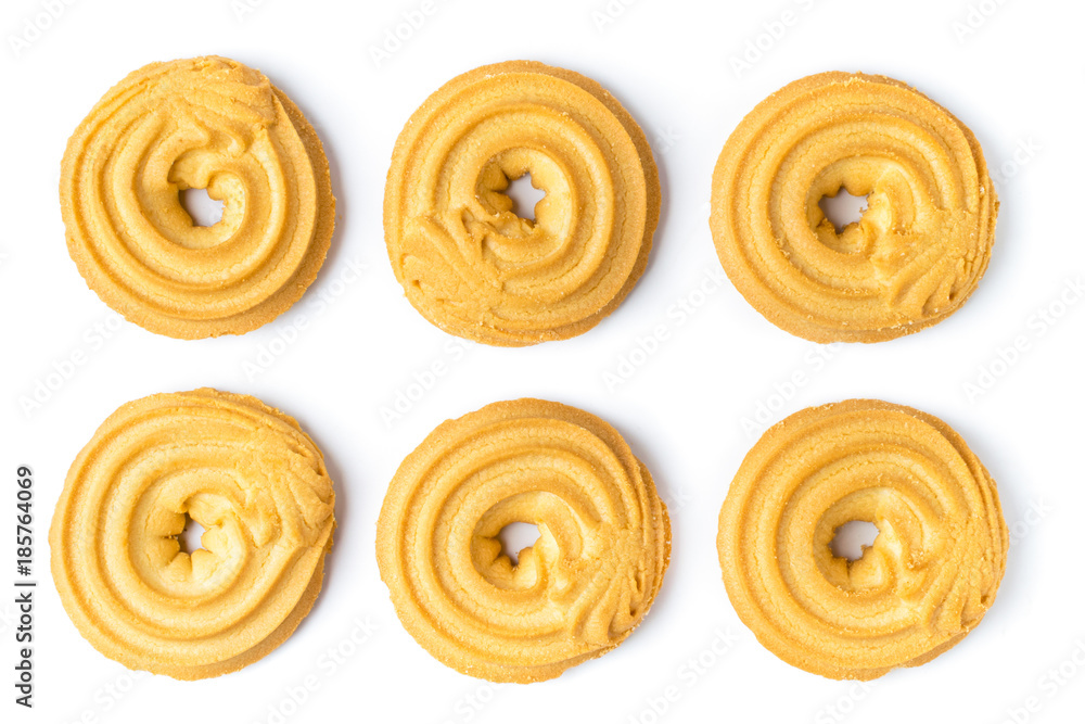 Shortbread cookies on white background, isolated.