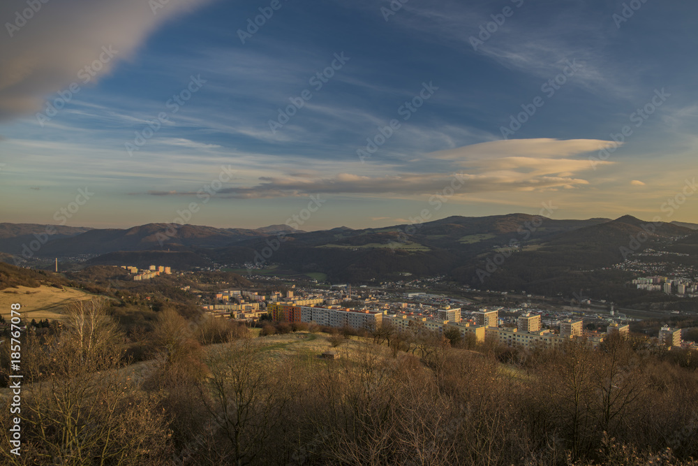 View for Dobetice village and part of town Usti nad Labem