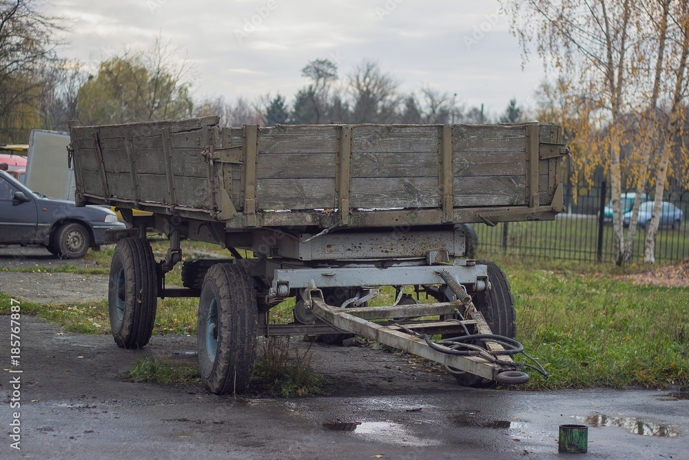 Obraz premium old truck trailer on the street
