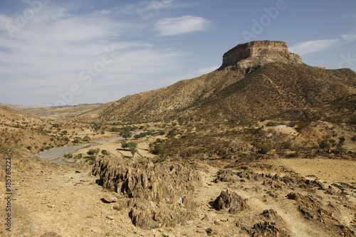 View of the flat-topped rock of Debre Damo monastery