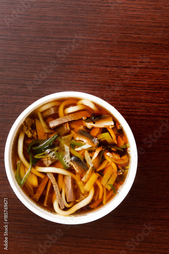 asian soup on the wooden background