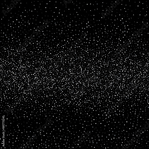Silver glitter confetti isolated on black background. Vector illustration.