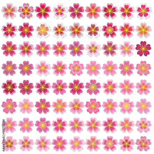 Cherry blossom icon big set. Vector illustration