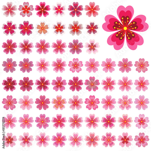 Sakura Icon Vector Art, Stock Vector, Cherry blossom icon set
