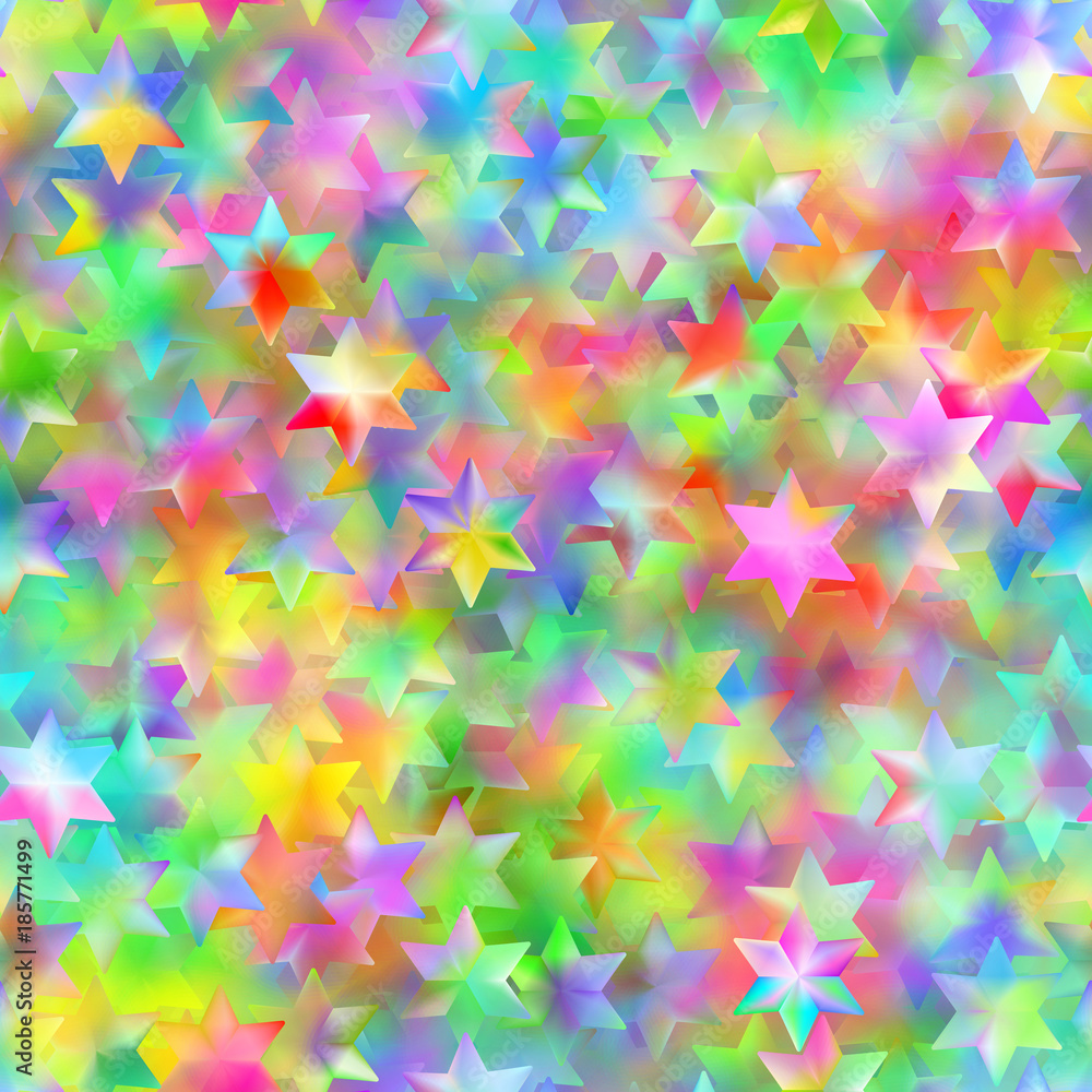 Seamless pattern with neon stars