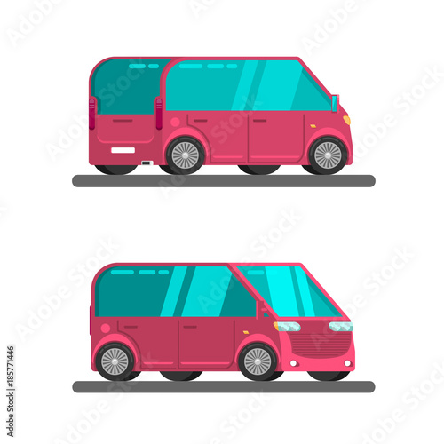minibus image in flat style