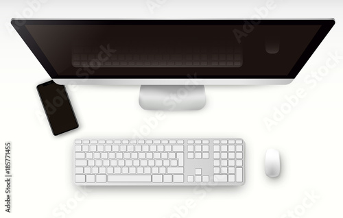Computer screen, smartphone vector illustration. To present your application.