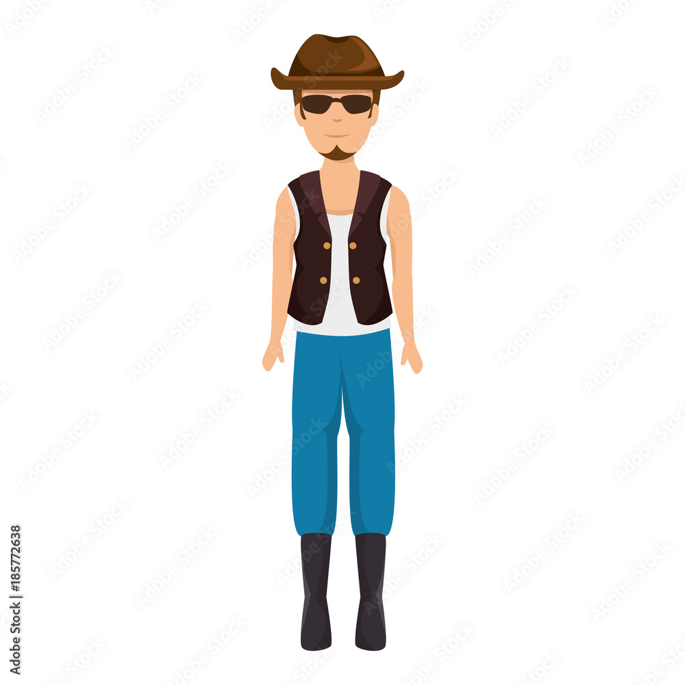 rough motorcyclist with hat avatar character vector illustration design