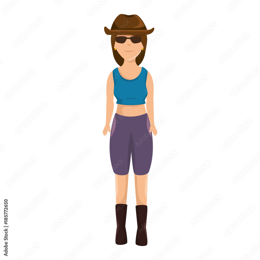 sexy motorcyclist with hat avatar character vector illustration design