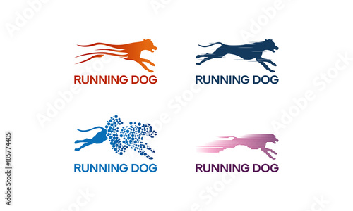 Set of Fast jumping dog logo vector, Dog Training logo template designs, Dog logo designs Template